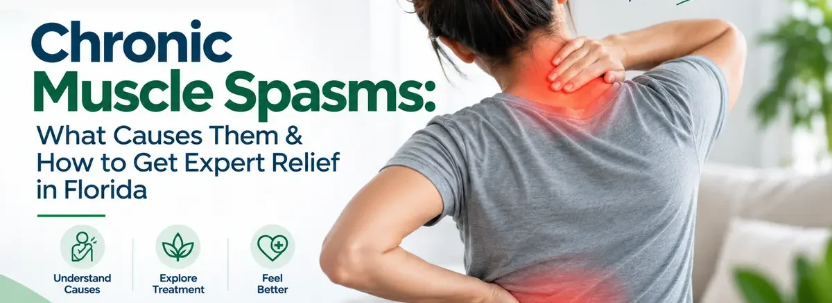 Chronic muscle spasms with neck and lower back pain, featuring Compassionate Cannabis Clinic in Florida