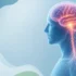 Neurological disorders concept illustration showing human brain and nervous system with glowing neural pathways on a clean medical background