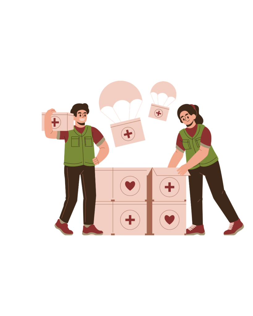 Healthcare workers delivering medical support for people living with AIDS 