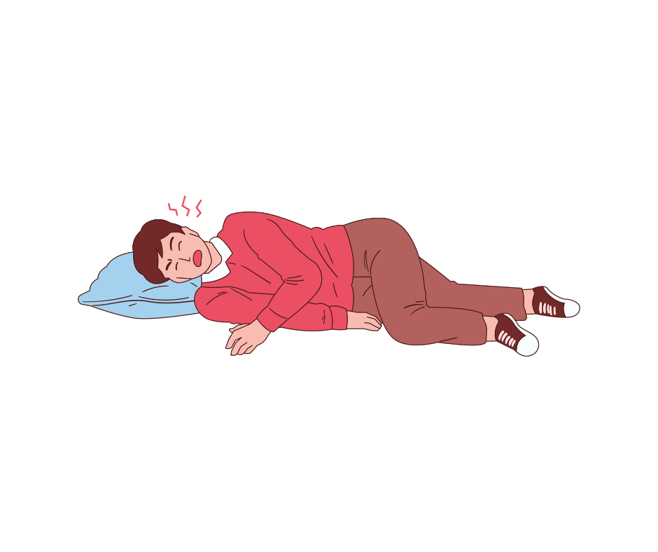 Illustration of a person positioned safely on their side during a seizure episode.