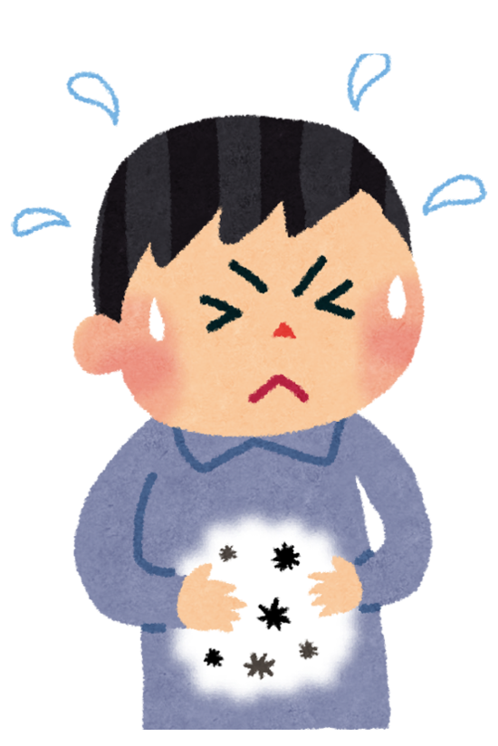 Illustration of a person experiencing severe abdominal pain caused by Crohn's disease