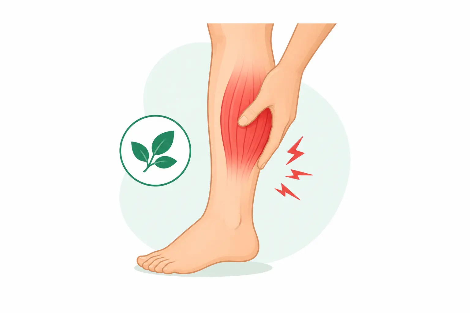 Illustration showing calf pain caused by chronic muscle spasms