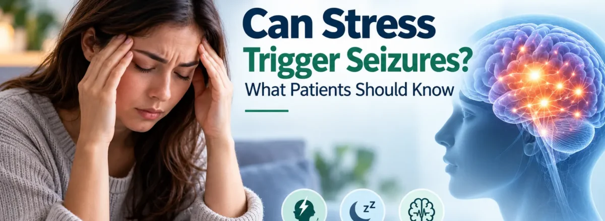 Medical illustration showing stress and brain activity related to seizures